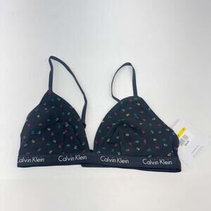 Calvin Klein ID Cotton Triangle Unlined Bra Black Size M New